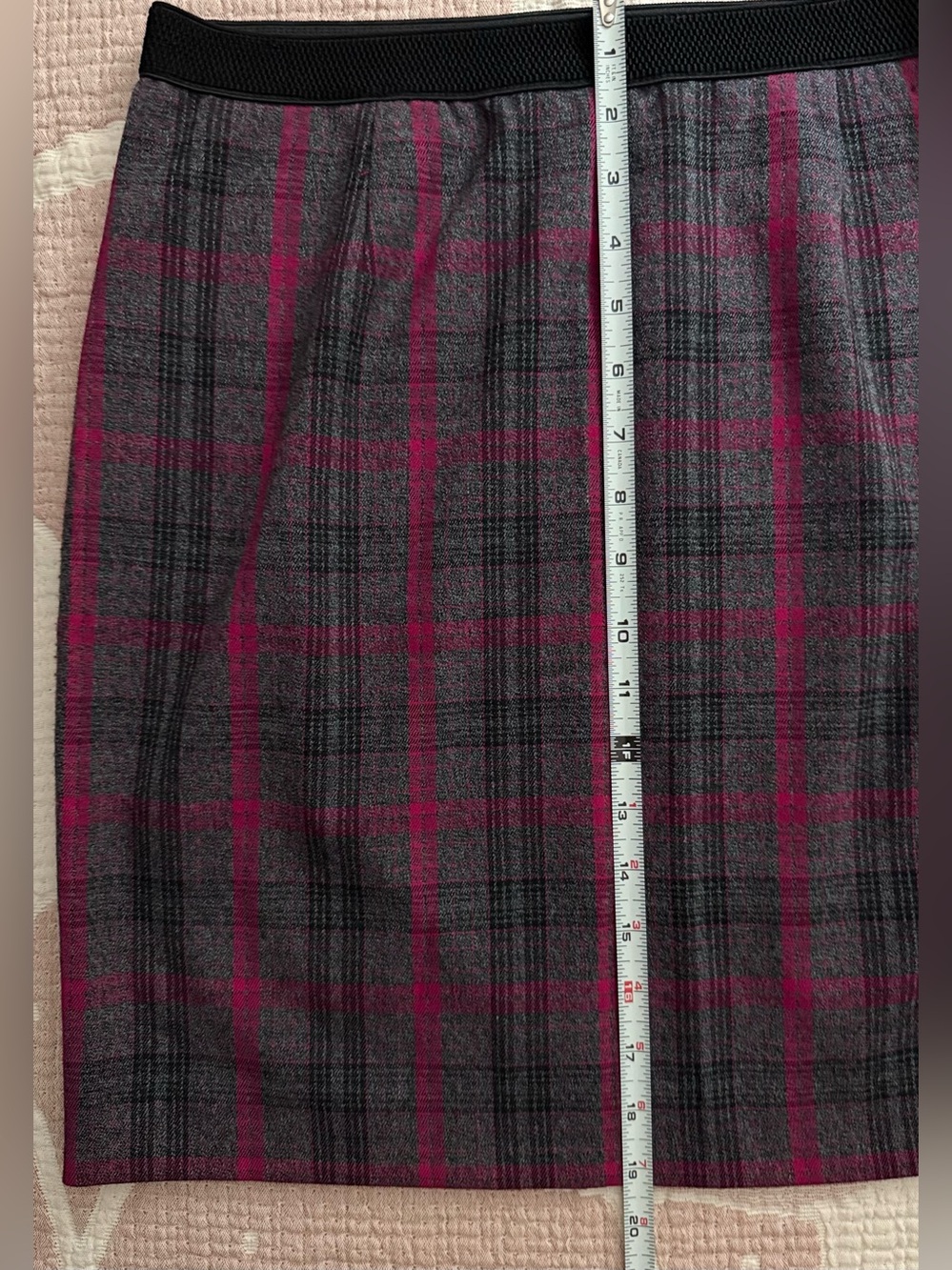 JACOB GREY/RED/BLACK PLAID SKIRT STRETCHY WAISTBAND - Picture 7 of 10